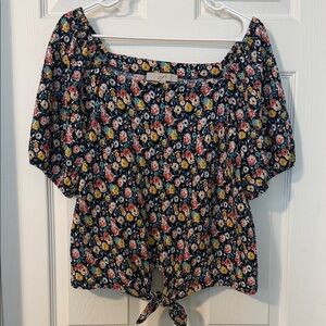 LOFT Floral Blouse - Navy, Pink, Yellow